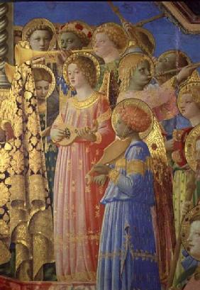 The Coronation of the Virgin, detail showing musical angels