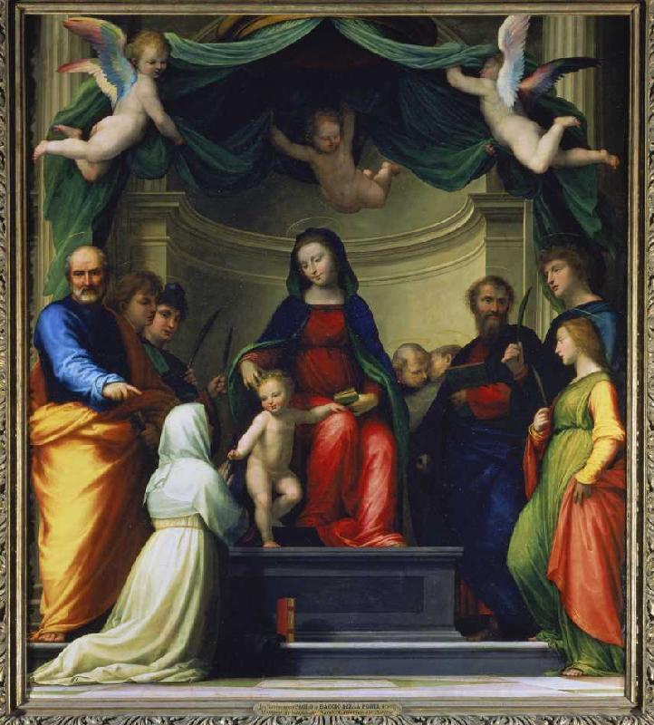 The mystical wedding of the H.Katharina of sienna, in the presence of eight saints from Fra Bartolomeo