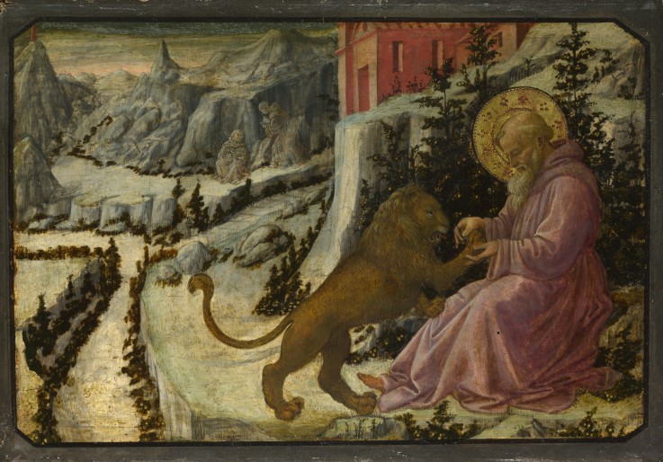Saint Jerome and the Lion (Predella Panel of the Pistoia Santa Trinità Altarpiece) from Fra Filippo Lippi