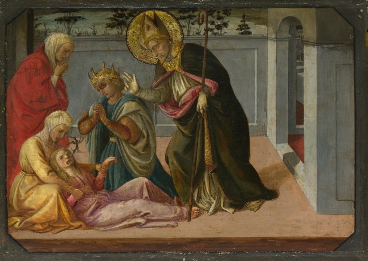 Saint Zeno exorcising the Daughter of Gallienus (from The Pistoia Santa Trinità Altarpiece) from Fra Filippo Lippi