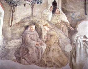 The Reform of the Carmelite Rule, detail of four Carmelite friars
