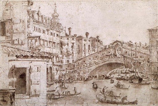 The Rialto Bridge, Venice (pen & brown ink on paper) from Francesco Guardi