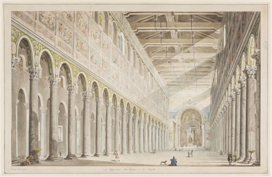 Das Innere der Basilika S. Paolo fuori le Mura in Rom from Francesco Pannini