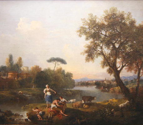 Landscape with a Boy Fishing, c.1740-50 (oil on canvas) from Francesco Zuccarelli