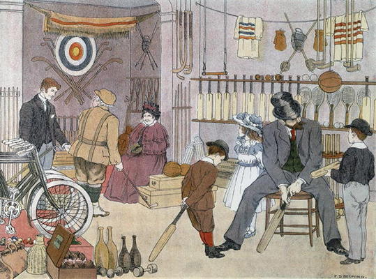 The Sports Shop, from 'The Book of Shops', 1899 (colour litho) from Francis Donkin Bedford