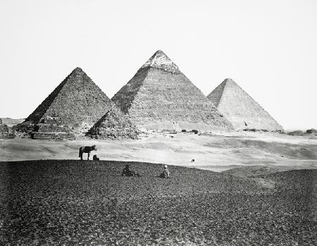 The Pyramids of El-Geezah, from the South-West, 1858 (b/w photo) 