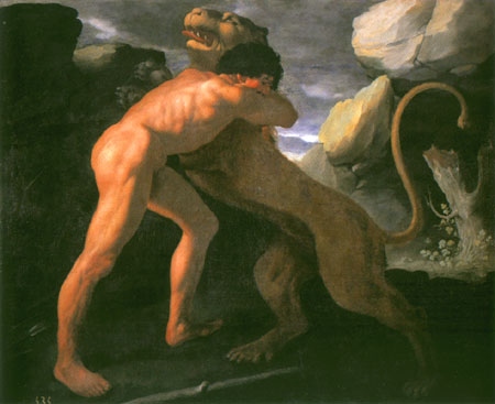 Hercules fights with the nemeischen lion from Francisco de Zurbarán (y Salazar)