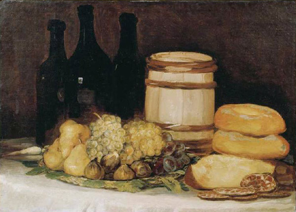 Quiet life with fruits, bottles and breads from Francisco José de Goya