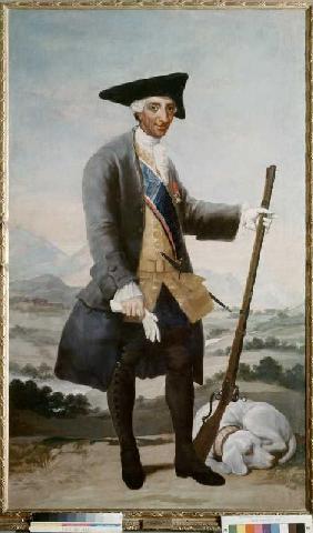Karl III. of Spain in the hunting outfit.