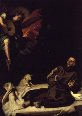 St. Francis comforted by an Angel Musician