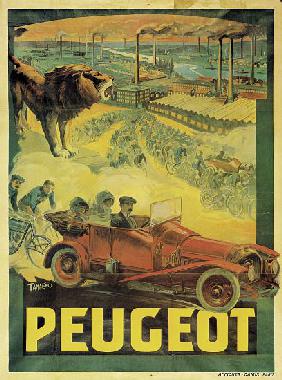 Poster advertising Peugeot cars