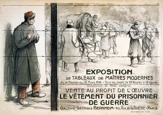 Advertisement for an Exhbition of Paintings to be sold to raise money for clothing for Prisoners of  from Francisque Poulbot