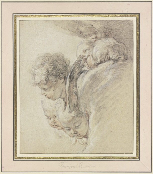 Engelsköpfe in Wolken (Geburt Christi) from François Boucher