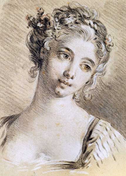 Head of a Young Girl (charcoal & white chalk on paper) from François Boucher