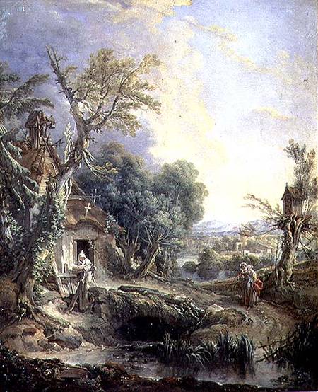 Landscape with a Hermit from François Boucher