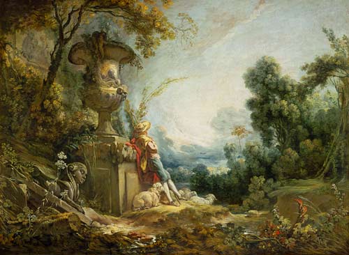 Pastoral (young shepherd in landscape) from François Boucher