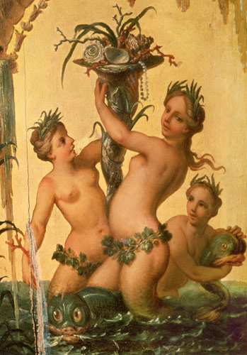 Detail of sirens holding a cornucopia from the State Carriage of Peter the Great from François Boucher