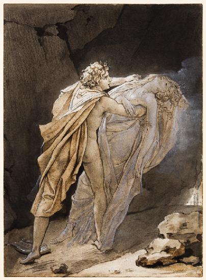 Orpheus tries to hold on to Eurydice