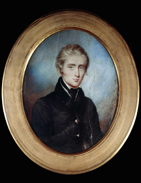 Portrait Franz Liszt in the age from 23 years miniature on ivory from François Lamorinière