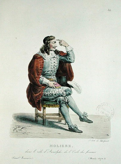 Portrait of Moliere (1622-73) in the role of Arnolfe from ''L''Ecole des Femmes'' at the Comedie Fra from Francois Seraphin Delpech
