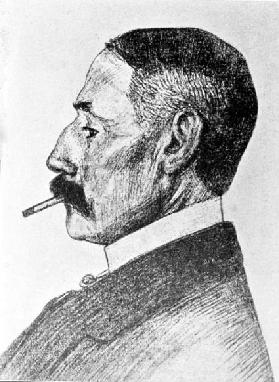 Portrait of the British composer Edward Elgar (pencil on paper)