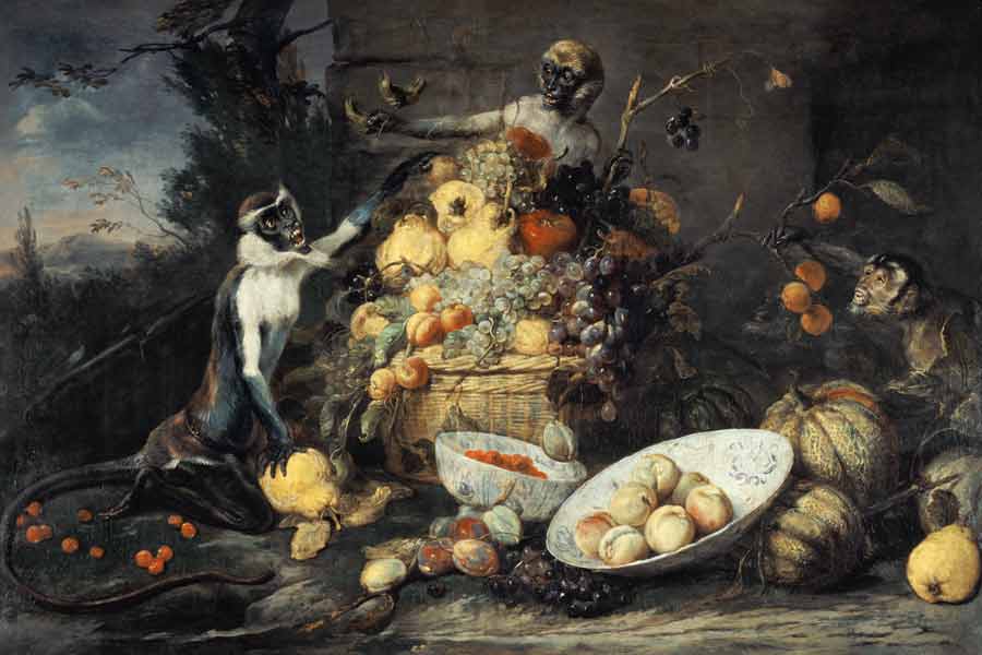 Quiet life with fruits and monkeys from Frans Snyders