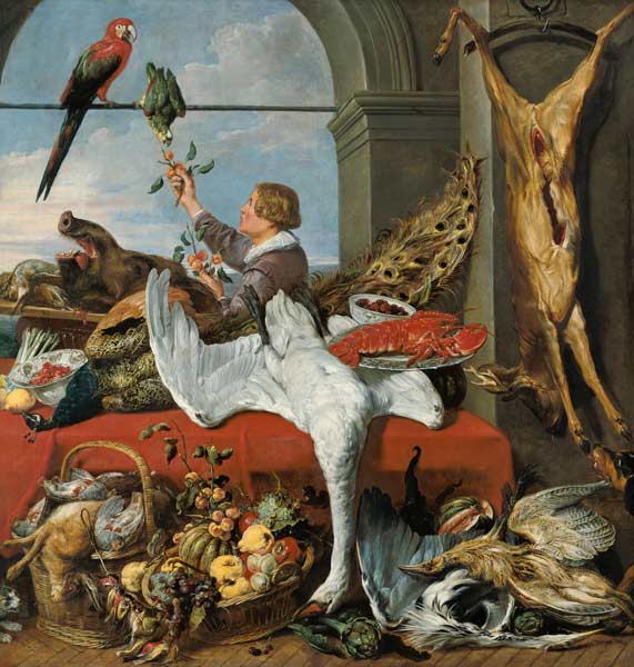 Interior of an office, or still life with game, poultry and fruit, c.1635 from Frans Snyders or Snijders