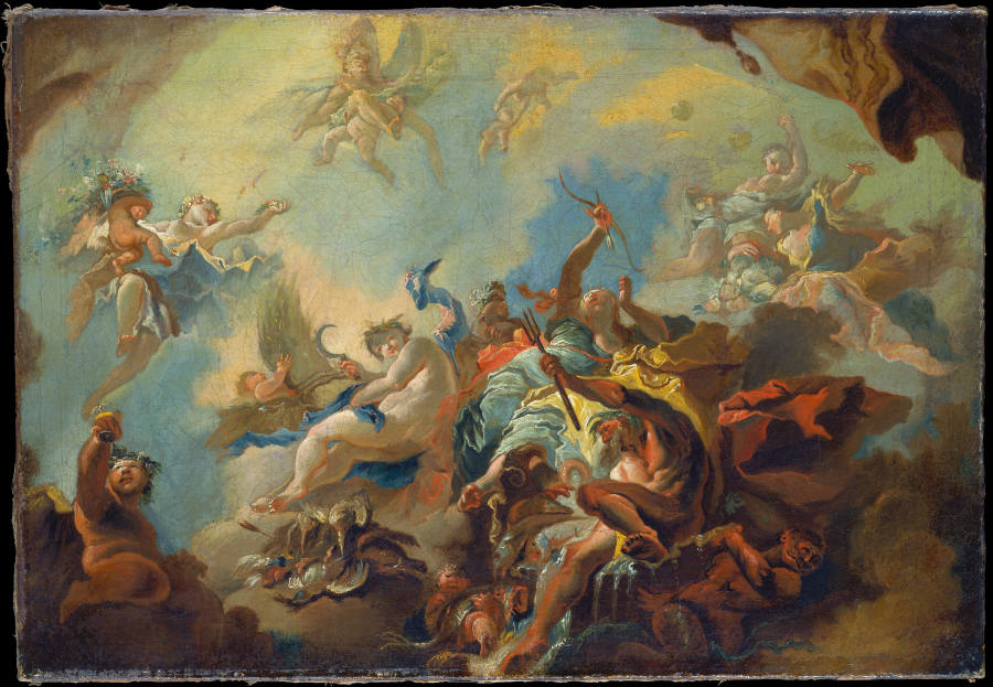 The Four Elements, Preparatory Study for a Painted Ceiling (Allegory of Time?) from Franz Anton Maulbertsch