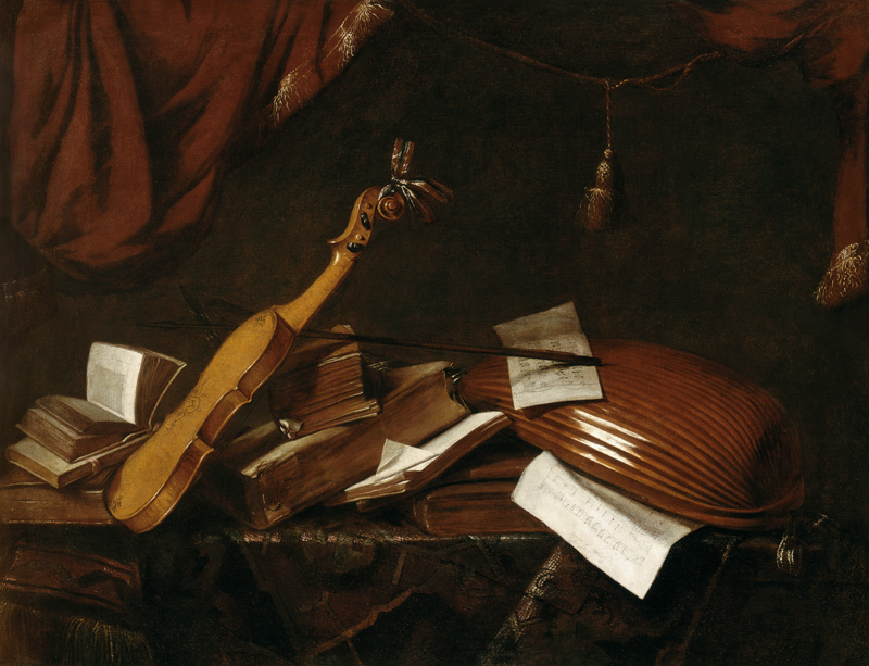 Quiet life with violin and lute from Franz Friedrich Franck