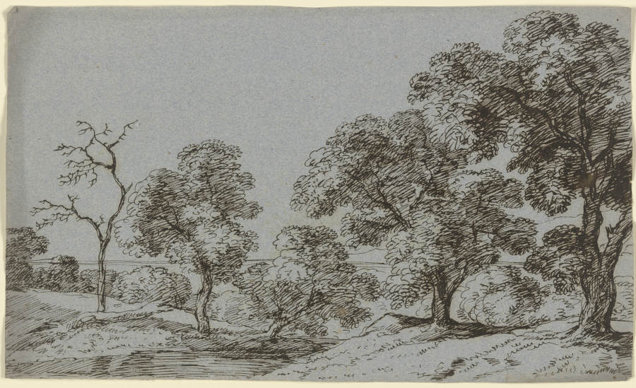 Baumbestandener Wasserlauf, ganz links ein abgestorbener Baum from Franz Innocenz Josef Kobell