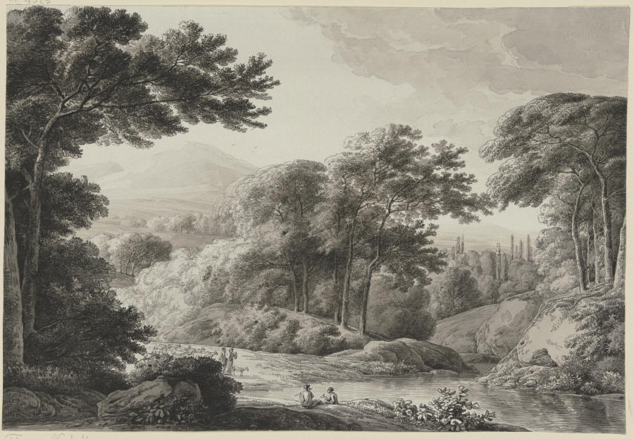 Baumreiche Landschaft mit Schafherde from Franz Innocenz Josef Kobell