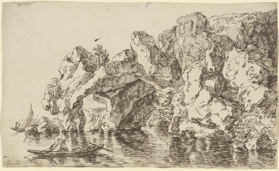 Felsentor am Meer, umgeben von Segel- und Ruderbooten from Franz Innocenz Josef Kobell