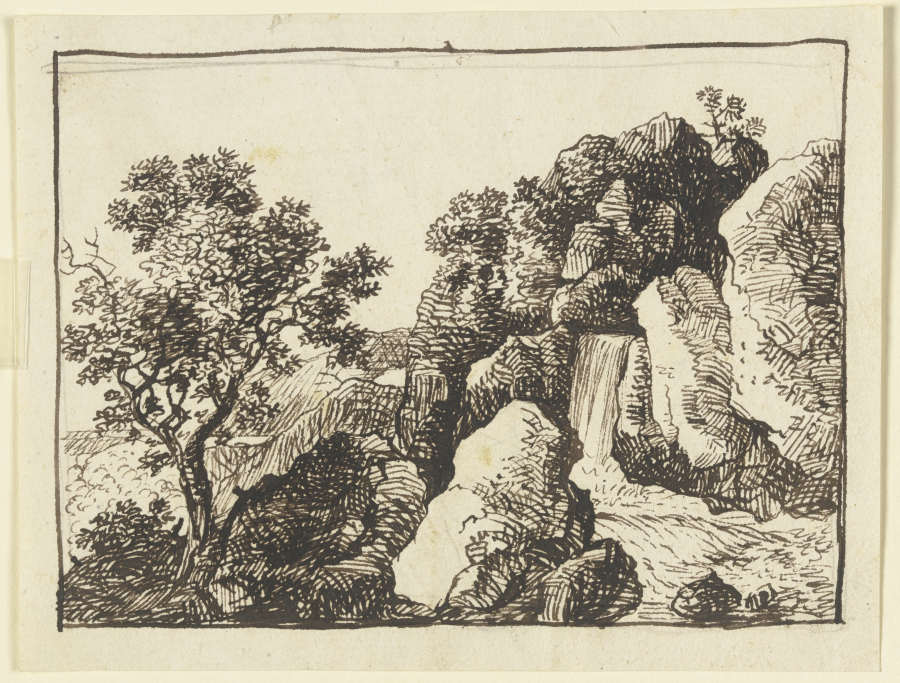 Crag with waterfall from Franz Innocenz Josef Kobell