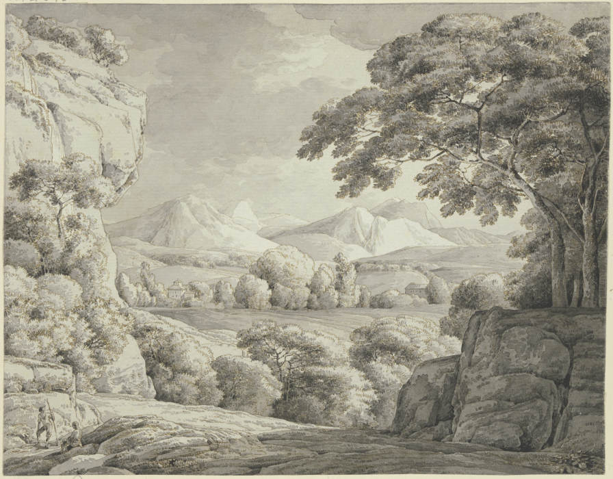 Gebirgstal mit vereinzelten Bäumen from Franz Innocenz Josef Kobell