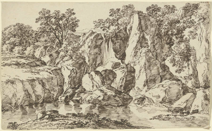 Wasserfall an einem Felshang from Franz Innocenz Josef Kobell