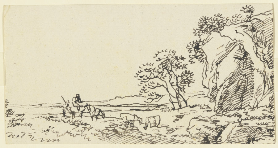 Weidelandschaft mit Vieh, rechts ein Felssporn from Franz Innocenz Josef Kobell