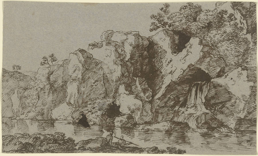 Zerklüftete Felsen an einem Gewässer from Franz Innocenz Josef Kobell