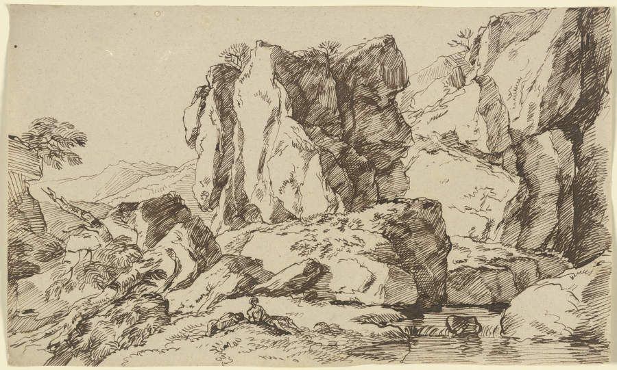 Zerklüftete Felswand in einem Gebirge from Franz Innocenz Josef Kobell