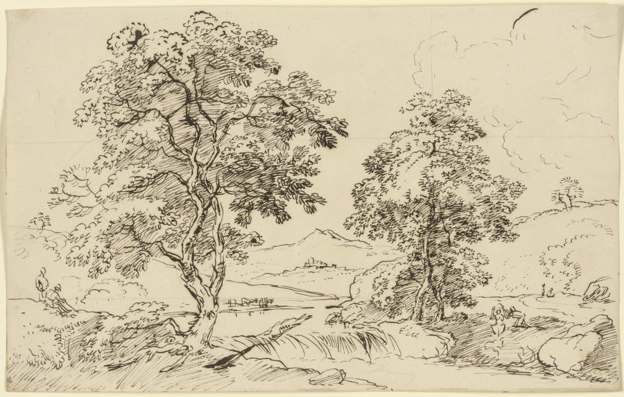 Zwei Bäume links und rechts eines Baches from Franz Innocenz Josef Kobell