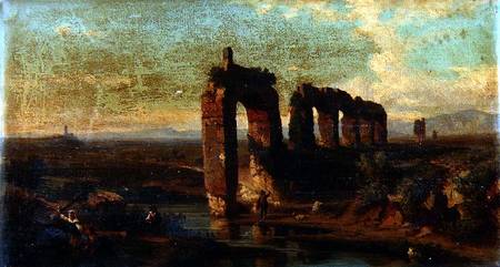View of the Claudian aqueduct in the Roman Campagna from Franz Jnr Knebel