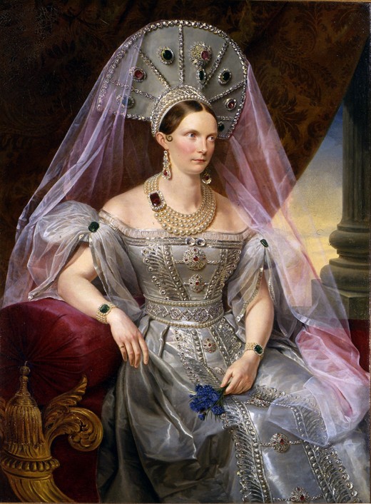Portrait of Empress Alexandra Fyodorovna (Charlotte of Prussia), in kokoshnik from Franz Krüger