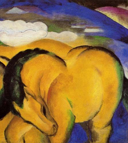 Yellow horses cut little boys out from Franz Marc