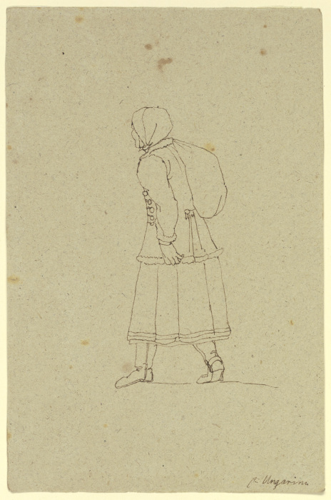 Gehende Ungarin mit einem Sack auf dem Rücken, in Rückenansicht from Franz Pforr