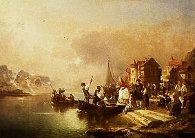 Wedding company at a lake before the passage. from Franz Richard Unterberger