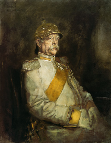 Prince Otto of Bismarck in the uniform of the on account of city dwellers cuirassiers from Franz von Lenbach