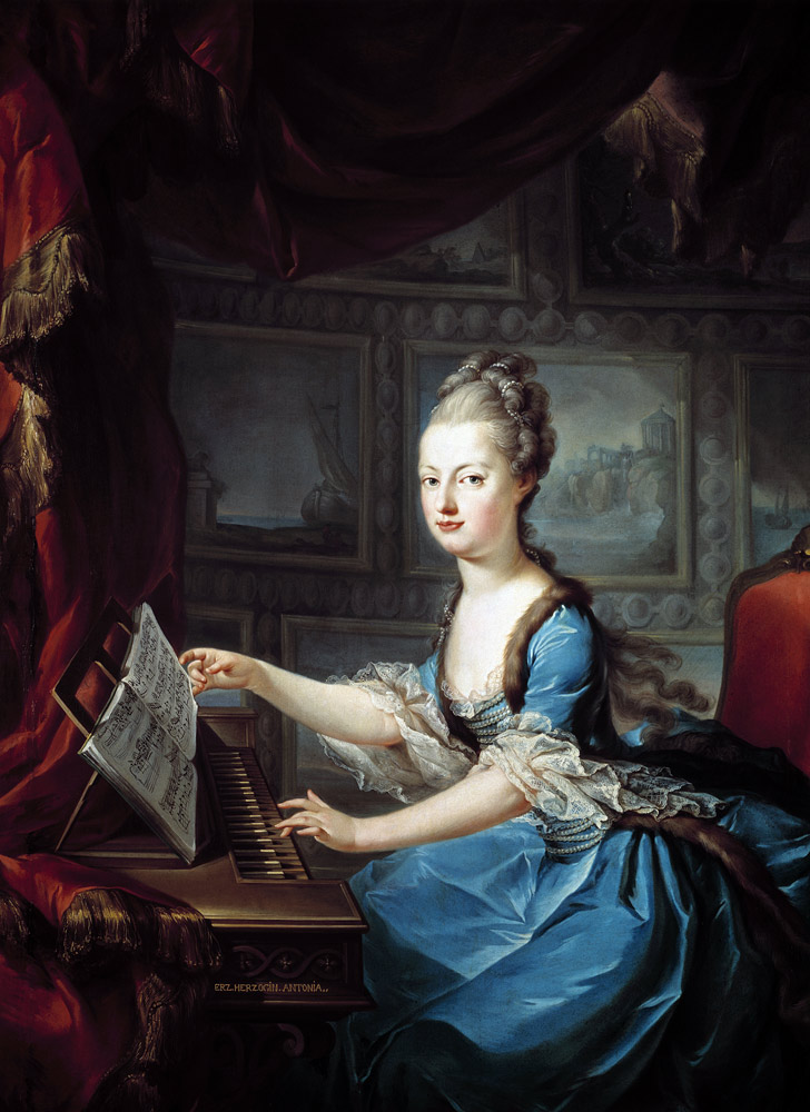 Archduchess Marie Antoinette Habsburg-Lothringen (1755-93) at the spinnet fifteenth child of Empress from Franz Xaver Wagenschon