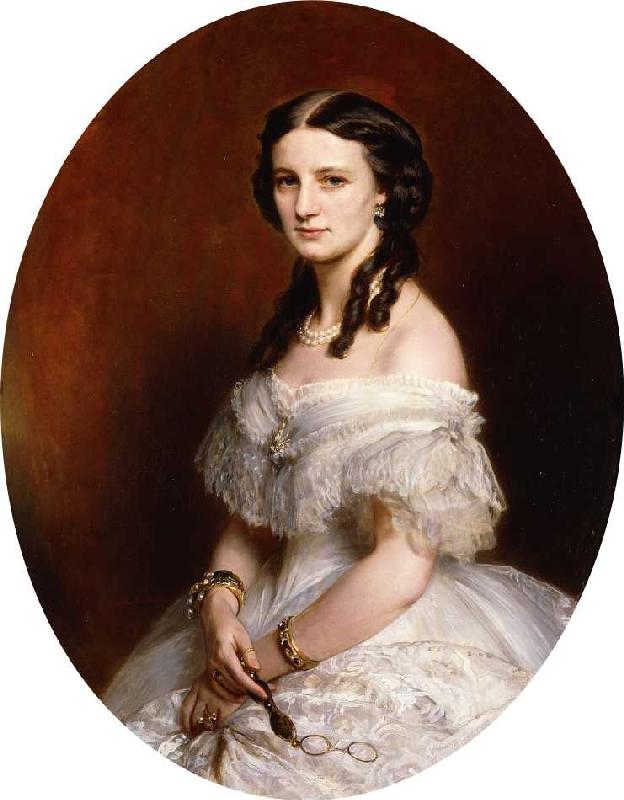 Portrait einer Dame in einem weißen Ballkleid. from Franz Xaver Winterhalter