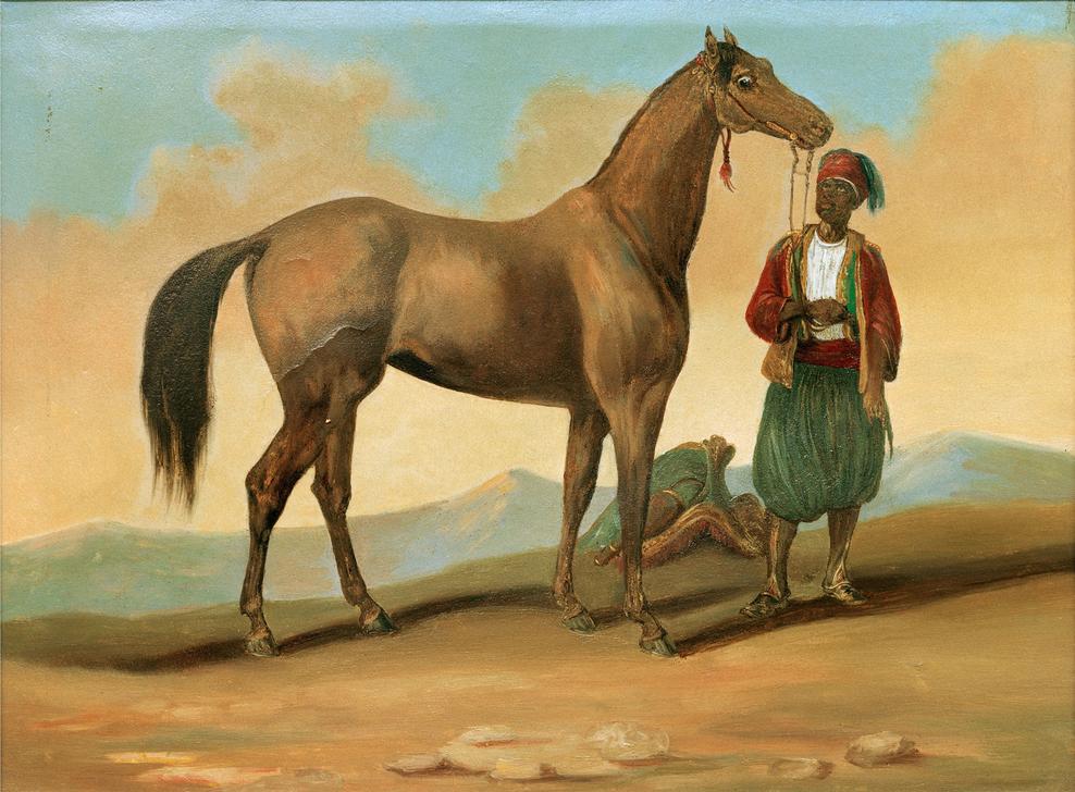 Bedouin with Arab Horse from Französische Schule 19.Jh.