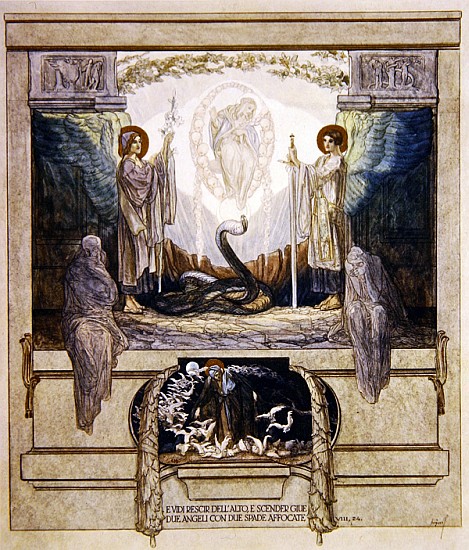 Illustration from Dante''s ''Divine Comedy'', Purgatory, Canto VIII: 24 from Franz von (Choisy Le Conin) Bayros