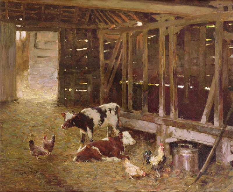 In the Old Timbered Byre (oil on canvas) from Fred Hall